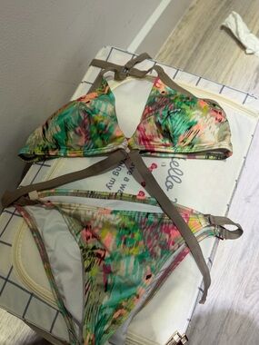 Victoria's Secret Multicolor Tropical Tie-Back Bikini Top